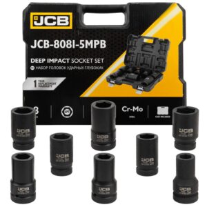 Комплект 8 части дълбоки ударни вложки JCB 6-стенни (22-41мм)