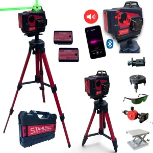 Лазерен нивелир STAHLMAYER PROFESSIONAL - 4D с 16 линии, 360°, зелен лъч и Bluetooth високоговорител